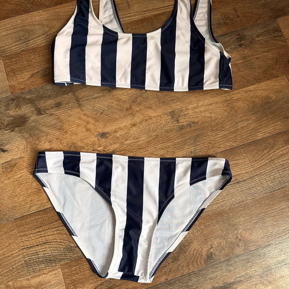 Striped Bikini Set in Navy and White